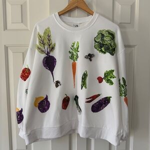 Queen of Sparkles Vegetable White Sweater